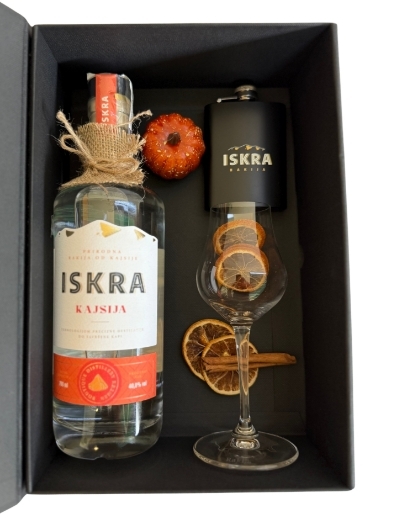 Rakija po izboru + Čaša + Iskra pljoska Fotografija Rakija po izboru + Čaša + Iskra pljoska